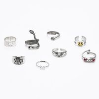 Simple Style Smiley Face Snake Butterfly Alloy Plating Open Ring 8 Pieces main image 6