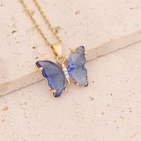 Stainless Steel 18K Gold Plated Fairy Style Inlay Butterfly Crystal Necklace main image 3