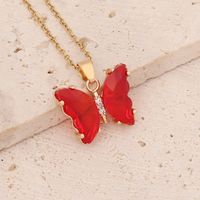 Stainless Steel 18K Gold Plated Fairy Style Inlay Butterfly Crystal Necklace main image 8