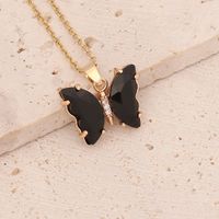 Stainless Steel 18K Gold Plated Fairy Style Inlay Butterfly Crystal Necklace main image 9