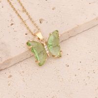 Stainless Steel 18K Gold Plated Fairy Style Inlay Butterfly Crystal Necklace main image 10