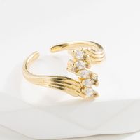 Fashion Heart Shape Copper Open Ring Inlay Rhinestones Copper Rings 1 Piece sku image 1