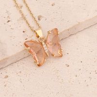 Stainless Steel 18K Gold Plated Fairy Style Inlay Butterfly Crystal Necklace sku image 1