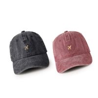 Unisex Retro Solid Color Airplane Embroidery Baseball Cap main image 3