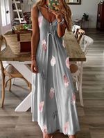 Women's Strap Dress Casual Elegant Fashion V Neck Printing Sleeveless Printing Maxi Long Dress Holiday Daily main image 3