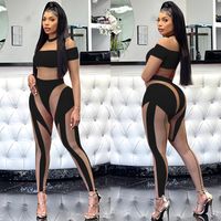 Women's Holiday Party Selfie Sexy Color Block Full Length Zipper See-through Jumpsuits main image 3
