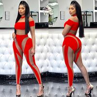 Women's Holiday Party Selfie Sexy Color Block Full Length Zipper See-through Jumpsuits main image 2