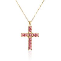 Fashion Cross Copper Pendant Necklace Inlay Zircon Copper Necklaces sku image 2
