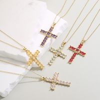 Fashion Cross Copper Pendant Necklace Inlay Zircon Copper Necklaces main image 5