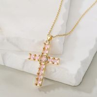 Fashion Cross Copper Pendant Necklace Inlay Zircon Copper Necklaces main image 3