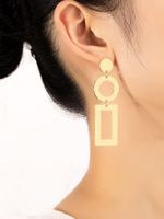 Fashion Round Square Alloy Splicing Plating Drop Earrings sku image 1