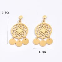 1 Pair Ethnic Style Round Tassel Hollow Out 304 Stainless Steel 14K Gold Plated Earrings main image 2