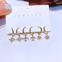 Fashion Hexagram Airplane Copper Dangling Earrings Inlay Zircon Copper Earrings 6 Pieces main image 2