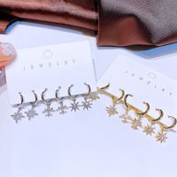 Fashion Hexagram Airplane Copper Dangling Earrings Inlay Zircon Copper Earrings 6 Pieces main image 5