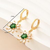 Fashion Flower Copper Drop Earrings Gold Plated Zircon Copper Earrings 1 Pair main image 3