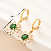 Fashion Flower Copper Drop Earrings Gold Plated Zircon Copper Earrings 1 Pair sku image 1