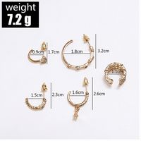 5 Piece Set Simple Style C Shape Geometric Inlay Alloy Artificial Diamond Ear Clips Ear Studs main image 5