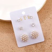 Fashion Geometric Alloy Inlay Artificial Pearl Rhinestone Ear Studs 1 Set main image 1