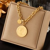 Vintage Style Portrait Stainless Steel Necklace Gold Plated Stainless Steel Necklaces sku image 1
