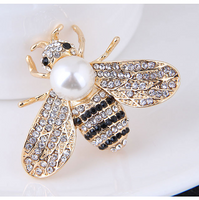 Moda Abeja Aleación Embutido Perlas Artificiales Diamantes De Imitación Mujeres Broches main image 4