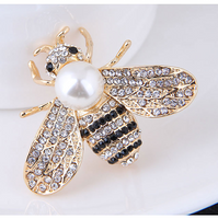 Mode Abeille Alliage Incruster Perles Artificielles Strass Femmes Broches main image 4