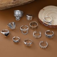Fashion Wings Skull Grimace Alloy Plating Open Ring 12 Pieces main image 1