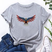 Frau T-shirt Kurzarm T-shirts Drucken Mode Amerikanische Flagge Adler main image 8