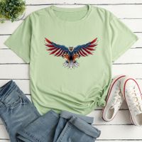 Frau T-shirt Kurzarm T-shirts Drucken Mode Amerikanische Flagge Adler main image 5