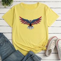 Frau T-shirt Kurzarm T-shirts Drucken Mode Amerikanische Flagge Adler main image 4