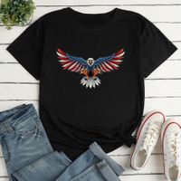 Frau T-shirt Kurzarm T-shirts Drucken Mode Amerikanische Flagge Adler main image 7