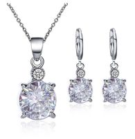 Fashion Solid Color Alloy Inlay Zircon Women's Earrings Necklace main image 3
