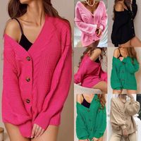 Women's Cardigan Long Sleeve Sweaters & Cardigans Button Fashion Solid Color main image 1
