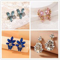 Fashion Butterfly Inlay Alloy Artificial Rhinestones Earrings main image 1