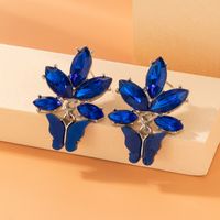 Fashion Butterfly Inlay Alloy Artificial Rhinestones Earrings main image 5
