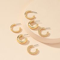 Simple Style C Shape Gold Plated Alloy Hoop Earrings sku image 1