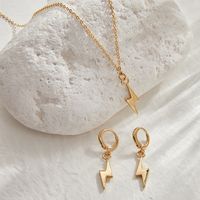 Simple Style Lightning Copper Earrings Necklace Gold Plated Copper Necklaces sku image 1