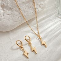 Simple Style Lightning Copper Earrings Necklace Gold Plated Copper Necklaces main image 3