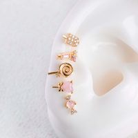Streetwear Geometric Brass Ear Studs Plating Zircon Copper Earrings main image 4