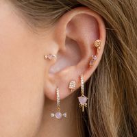 Streetwear Geometric Brass Ear Studs Plating Zircon Copper Earrings main image 3