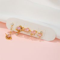 Dame Forme De Cœur Laiton Boucles D'oreilles Cœur Gemme Boucles D'oreilles En Cuivre main image 1