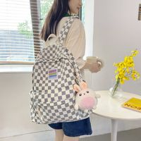 Fashion Plaid Zipper Functional Backpack main image 6