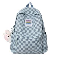 Fashion Plaid Zipper Functional Backpack main image 4