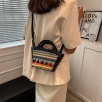 Fashion Solid Color Square Zipper Tote Bag sku image 1