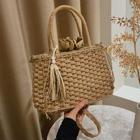 Women's Small Straw Solid Color Vacation String Crossbody Bag main image 5
