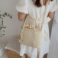 Women's Small Straw Solid Color Vacation String Crossbody Bag main image 1