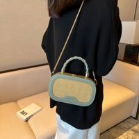Women's Small Pu Leather Color Block Fashion Oval Buckle Crossbody Bag main image 1