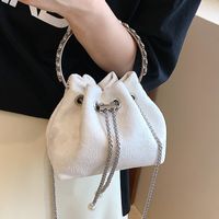 Women's Small Pu Leather Solid Color Floral Cute Bucket String Crossbody Bag main image 4