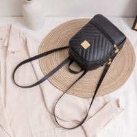 Fashion Stripe Solid Color Bucket Zipper Backpack main image 5