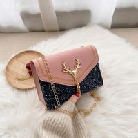 Streetwear Animal Color Block Tassel Chain Square Magnetic Buckle Shoulder Bag sku image 4