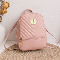 Fashion Stripe Solid Color Bucket Zipper Backpack sku image 4